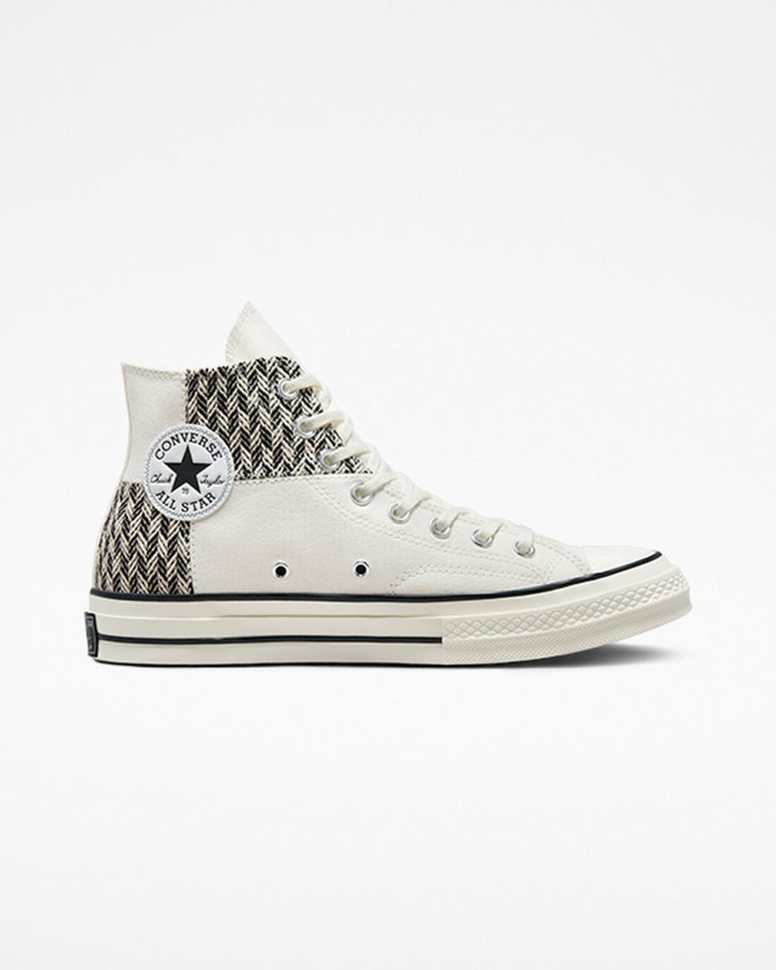 Tenis Converse Chuck 70 Patchwork Cano Alto Masculino Bege Branco Pretas | PT X047539